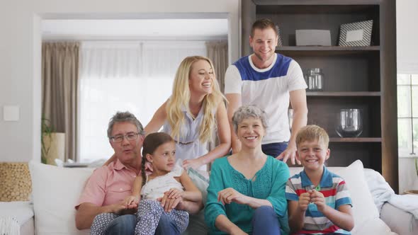 Happy family in a house