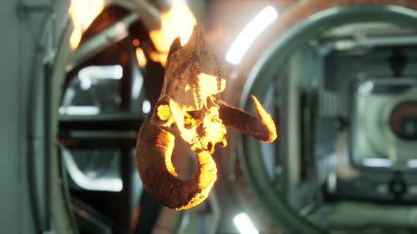 Skull of Dead Ram in International Space Station