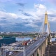 Large suspension bridge over Chao Phraya river with traffic - Time Lapse - VideoHive Item for Sale