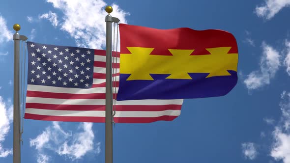 Usa Flag Vs Nanticoke City Flag Pennsylvania  On Flagpole