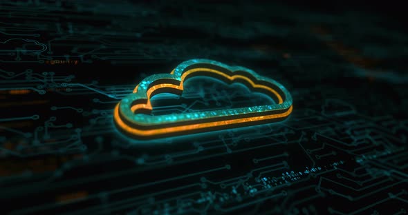 Cloud computing and online storage symbol digital concept