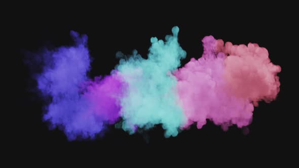 Several Explosions of Colorful Multicolored Smoke