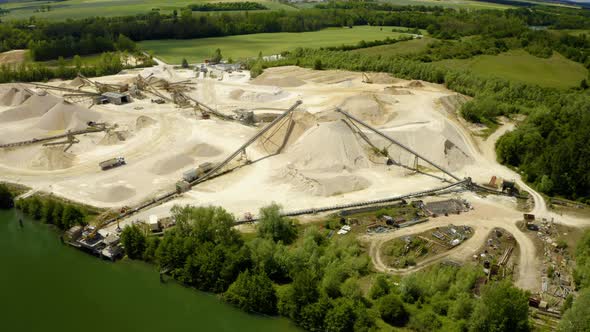 Aerial view of sand quarry, 