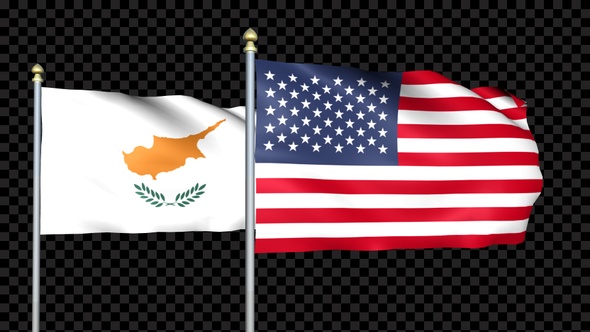 Cyprus And United States Two Countries Flags Waving