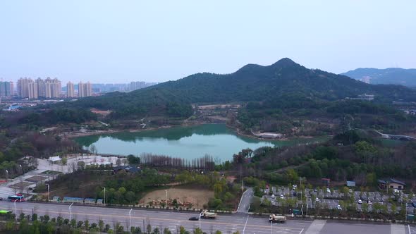 Aerial Photography Of Changsha Lugujianshan Lake Park