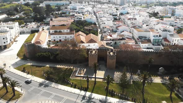 Fortified medieval walls and towers of Lagos city, Algarve, Portugal