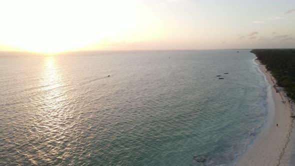 Zanzibar Tanzania  Aerial View of the Ocean Near the Shore of the Island Slow Motion