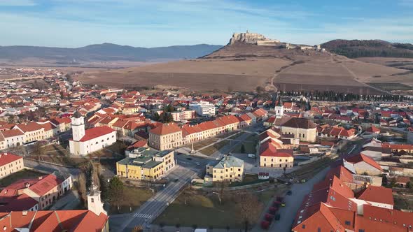 Aerial view of the town of Spisske Podhradie in Slovakia