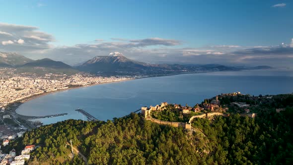 Alanya Castle Alanya Kalesi Aerial View 4K