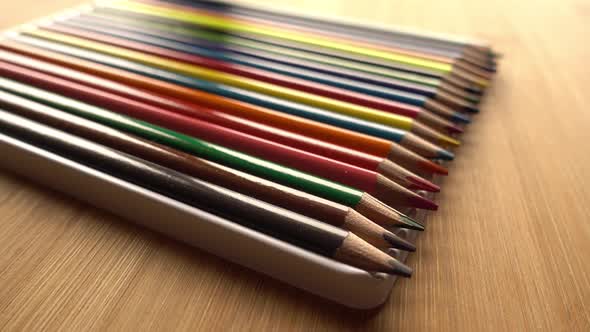 Tips Of Colored Pencils Macro Shot Sketching or School Concept Macro Shot