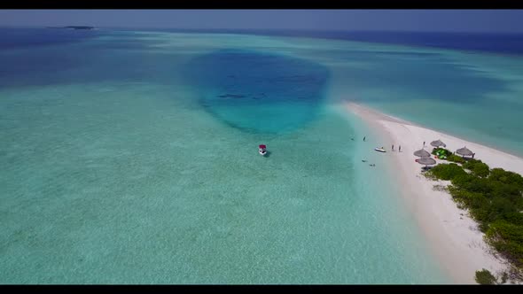 Aerial seascape of paradise coast beach break by blue sea with white sand background of a dayout nea