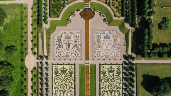 Frederiksborg Castle Gardens - Parterre Of Frederiksborg Castle From Above. - aerial