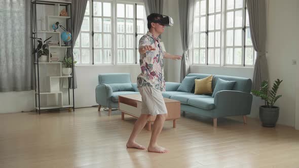 Man Acting In Virtual Reality World