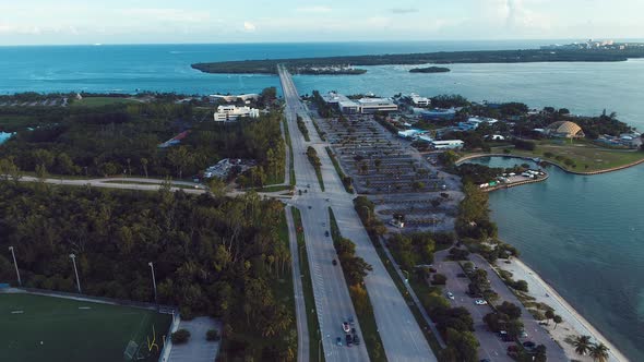 Aerial landscape of coast city of Miami Florida United States