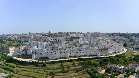 Aerial view of old town, Ostuni, Apulia, Italy