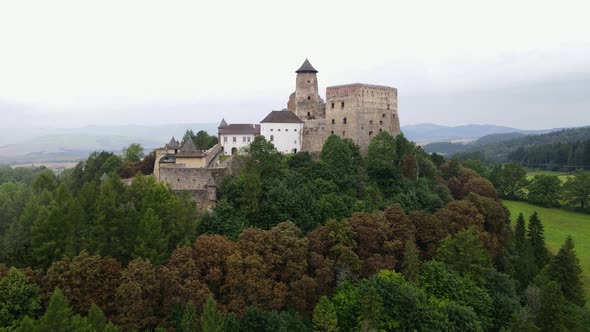 Aerial view of the castle in Stara Lubovna, Slovakia