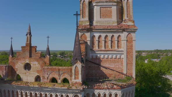 Church of St. Mary in the Neo-gothic Style in the Village of Kamenka, Saratov Region, Russia. The