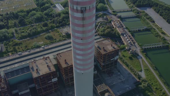 Old Thermoelectric Plant with Big Chimne