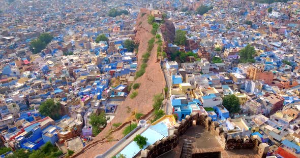 Houses of Famous Jodhpur the Blue City, View From Mehrangarh Fort, Rajasthan, India, Camera Vertical