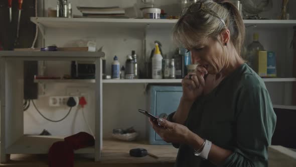 Woman doing DIY at home