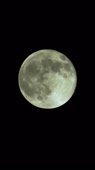Vertical Video of the Full Moon in the Night Sky
