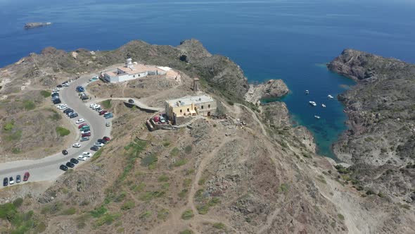 Drone View of Cap De Creus Cape with Lighthouse