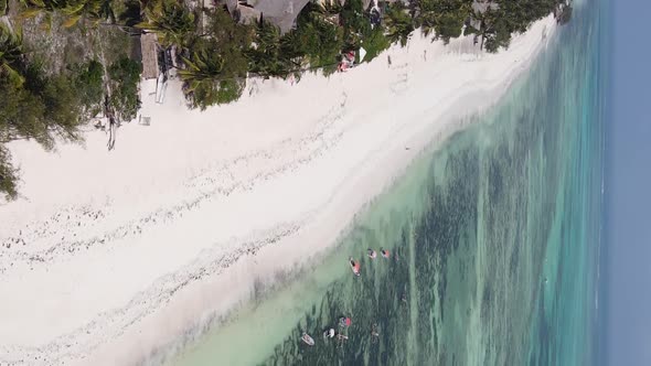 Zanzibar Tanzania  Vertical Video of the Ocean Near the Coast Slow Motion