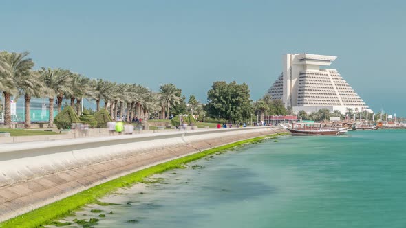 Doha's Corniche in West Bay Timelapse Qatar