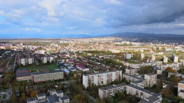 Residential Area of the City at Aerial Cityscape Houses in Small Town in the Uzhhorod Ukraine Europe