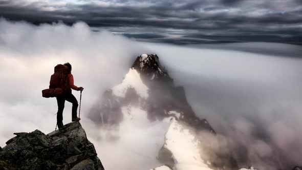 Magical Fantasy Adventure Composite of Woman Hiking