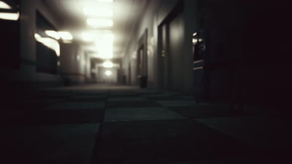 Empty Dark Hospital Laboratory Corridor alt
