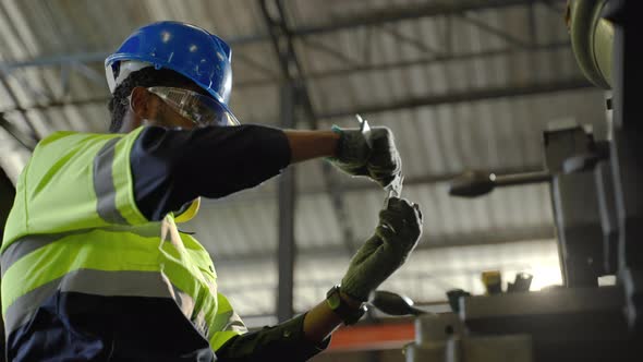 African American technician workers working in heavy industry , innovative industry standard