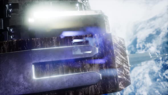 Space Station And Earth. 3D Animation alt