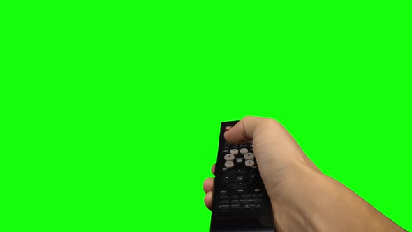 Remote Control Television Changing One Channel . Green Screen