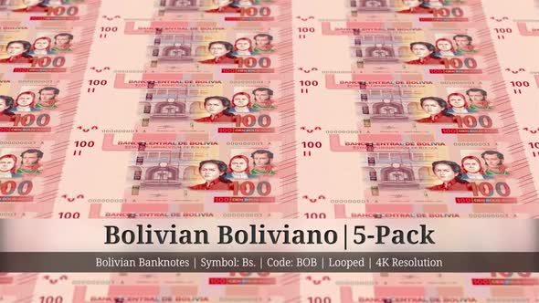 Bolivian Boliviano | Bolivia Currency - 5 Pack | 4K Resolution | Looped