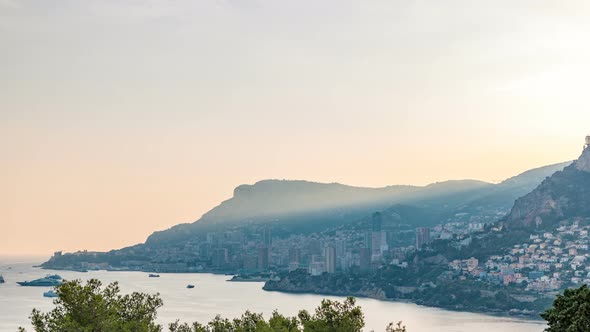 Cityscape Timelapse of Monte Carlo Monaco During Summer Sunset