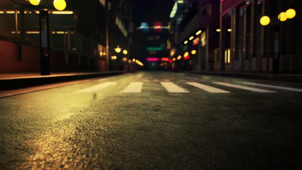 Night Scene of Japan City with Neon Lights