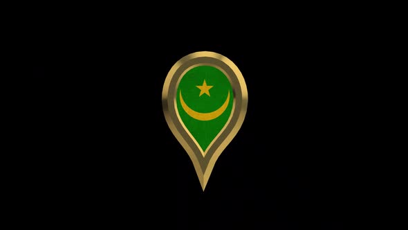 Mauritania 3D Rotating Location Gold Pin Icon
