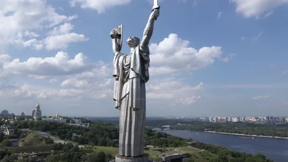 Kyiv, Ukraine: Aerial View of the Motherland Monument.