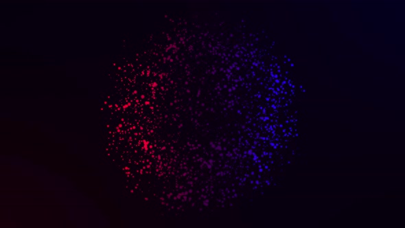 Abstract motion colorful sphere of glowing particles