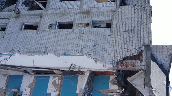 Vertical Video of a Destroyed Building in Borodyanka Ukraine