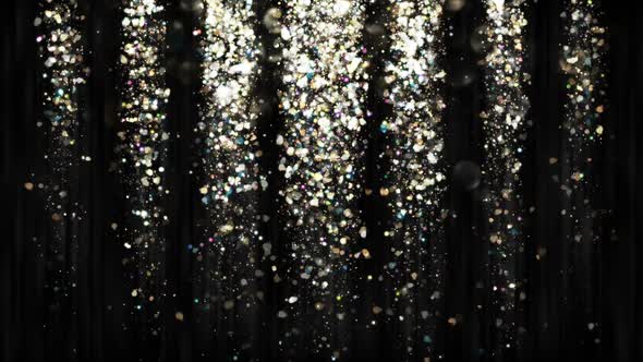 Abstract Bright Particle Confetti and Glitter on Black Velvet Rain alt