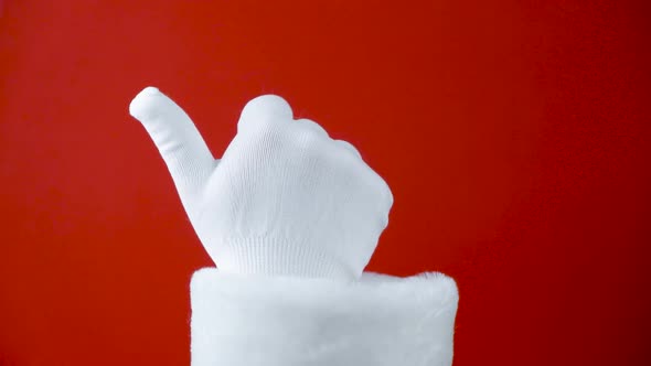 Santa Claus Hand Thumb Up Gesture Red Background