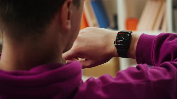 Man Using Smartwatch Closeup