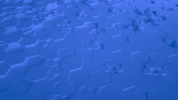Blue Abstract Hexagon Geometric Surface Seamless Loop  UHD