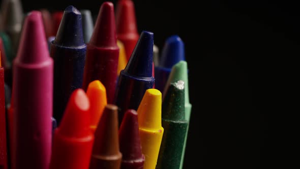 Rotating shot of color wax crayons for drawing and crafts - CRAYONS 004