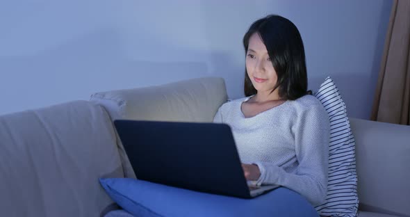 Woman work on computer at home