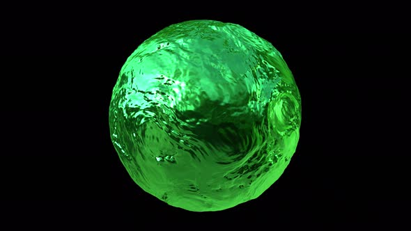 Melting Metallic Green Liquid Ball