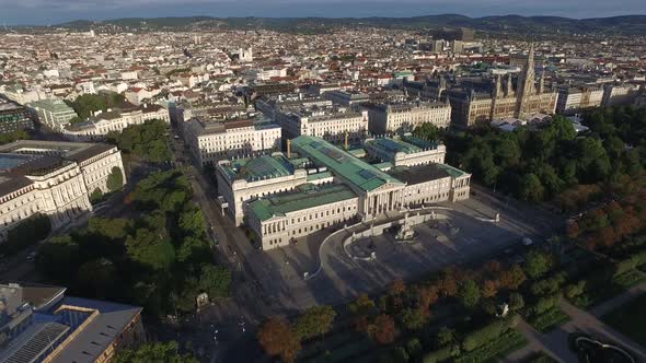 Aerial of famous buildings in Vienna
