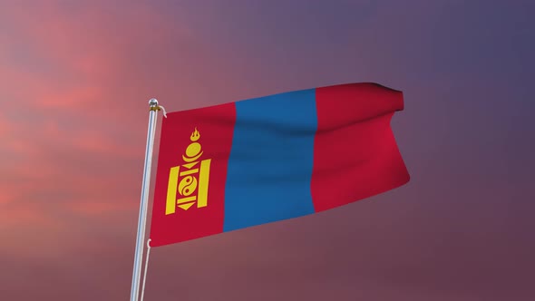 Flag Of Mongolia Waving 4k